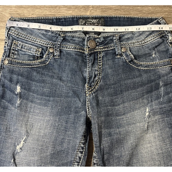 Silver Jeans Women's Sam Boyfriend Low Rise Distressed Jeans SZ 28x28 (29x28) - Picture 10 of 13